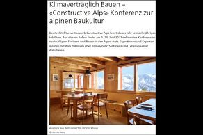 we suggest... Klimaverträglich Bauen – «Constructive Alps» Konferenz zur alpinen Baukultur