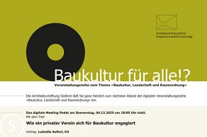 Veranstaltungsreihe zum Thema «Baukultur, Landschaft und Raumordnung»